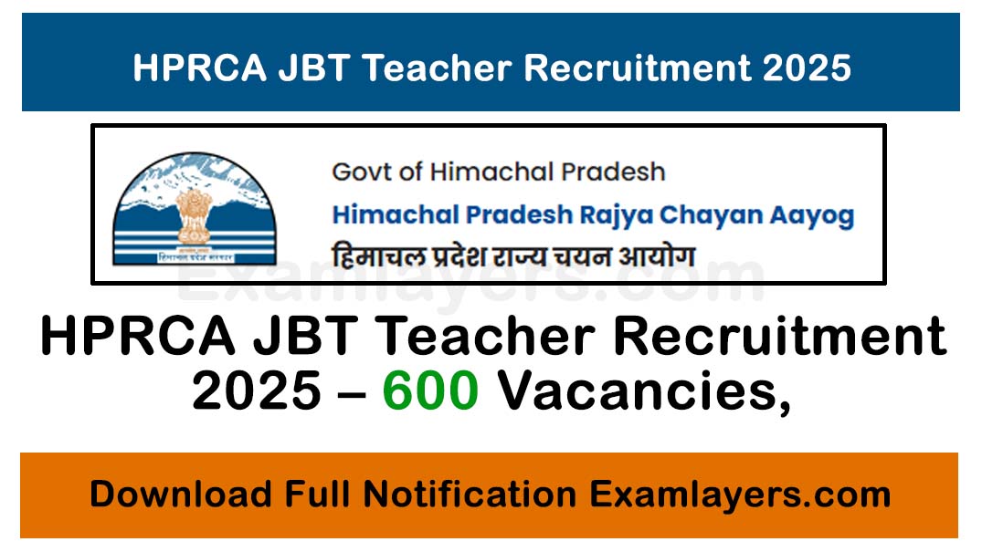 HPRCA JBT Teacher Recruitment 2025