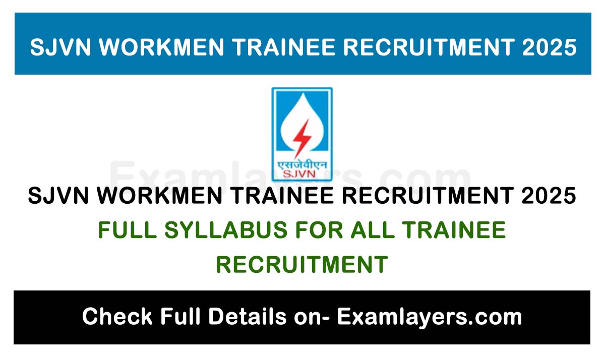 SJVN Workmen Trainee Recruitment